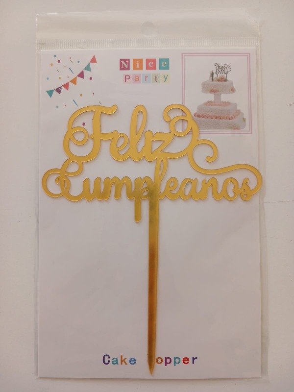 Producto - Cake Topper Acrílico "FC" Dorado M10