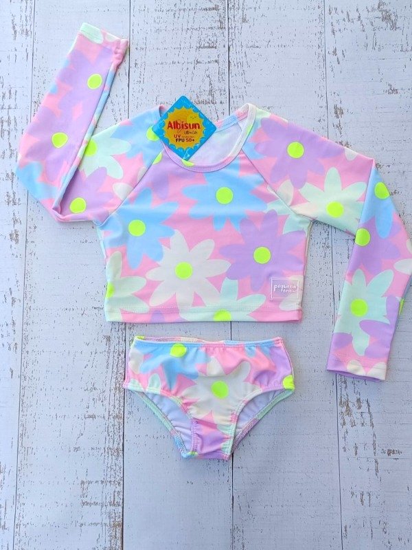 Producto - BIKINI MANGA LARGA UV FLORES COLORES