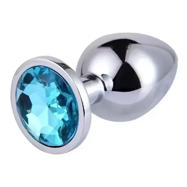 Producto - Plug Anal Plateado Joya Redonda Celeste