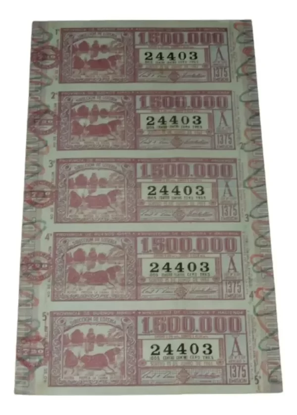 Producto - Billete Loteria Provincia de Buenos Aires Tandil 1961 (usado)