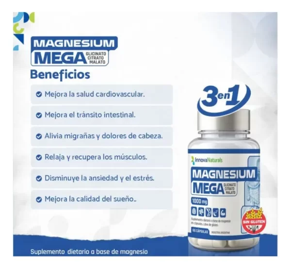 Producto - MEGAMAGNESIUM -  Glicinato Citrato Malato 60caps INNOVANATURALS - 1