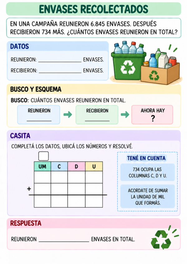 Producto - Resuelvo con casitas: Sumas y Restas con Números de 4 Cifras - 11
