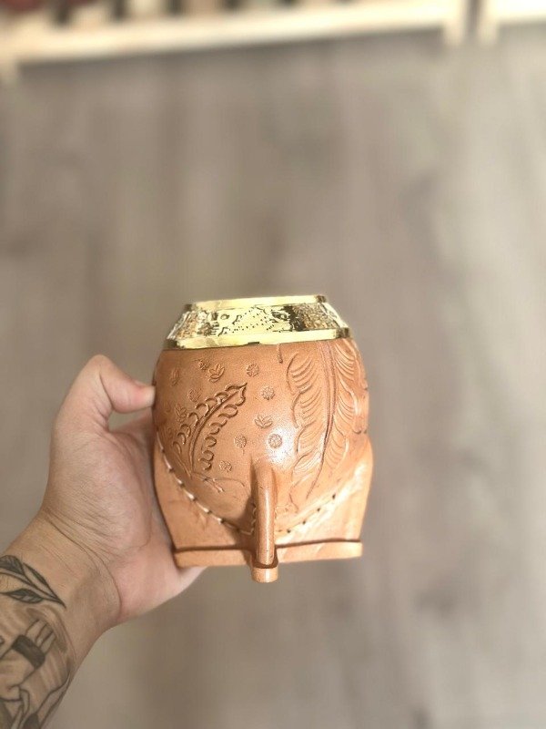 Producto - Torpedo virola BRONCE Crudo - cuero dibujado