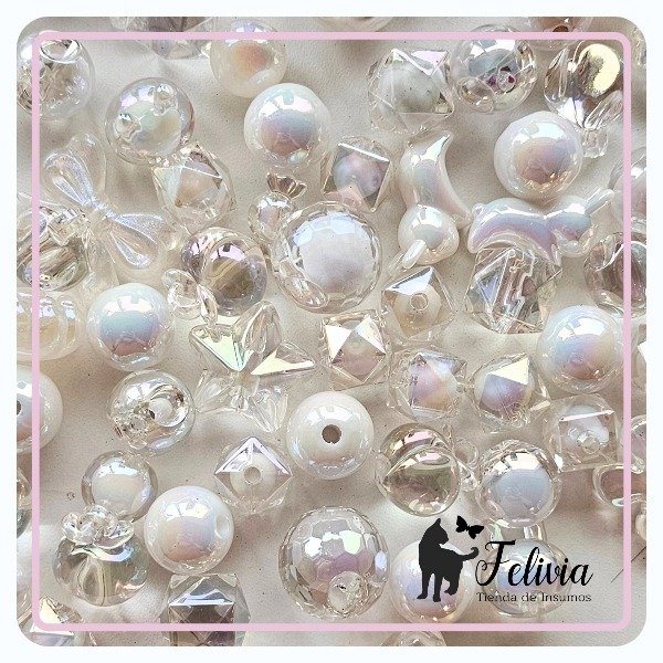Producto - Cuentas de acrílico Mix. Blanco x 50 gr.