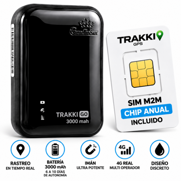 Producto - GPS TRAKKI GO 4G Vehicular + Chip M2M Anual + 12 Meses de Seguimiento - 0