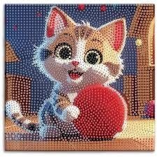 Producto - DIAMOND PAINTING 30X30 BASTIDOR GATITO CON OVILLO DE LANA