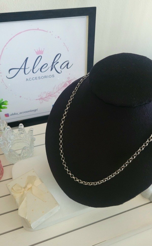 Producto - Cadena rolo(50cm)de acero blanco