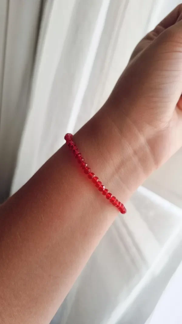 Producto - Pulseras elastizadas simple rojas con bolitas - 1