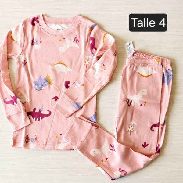 Pijama carters talle 4 dino rosa
