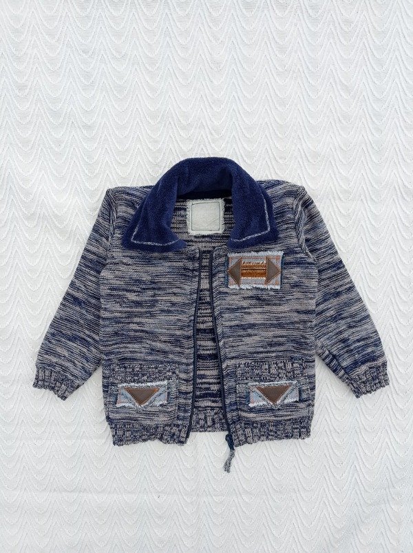 Producto - CAMPERA DE NIÑO AZUL CON CUELLO CAMISA CORDERITO