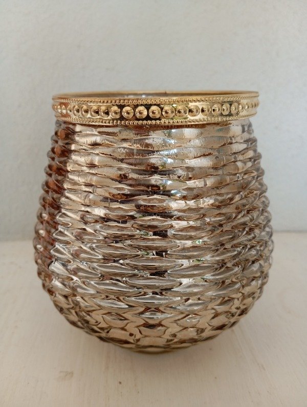 Producto - Porta vela de vidrio oro