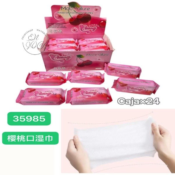 Producto - CAJA X24 MINI TOALLITA HUMEDA LIMPIEZA FACIAL PORTATIL CEREZA 3598581330