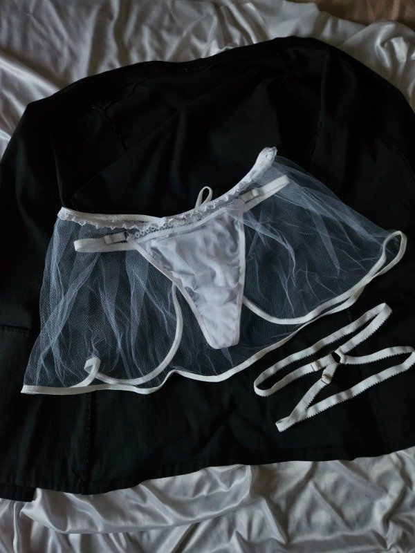 Producto - SET POLLERITA + TANGA HILO DE TULL + LIGA DOBLE BLANCA (A31 A)