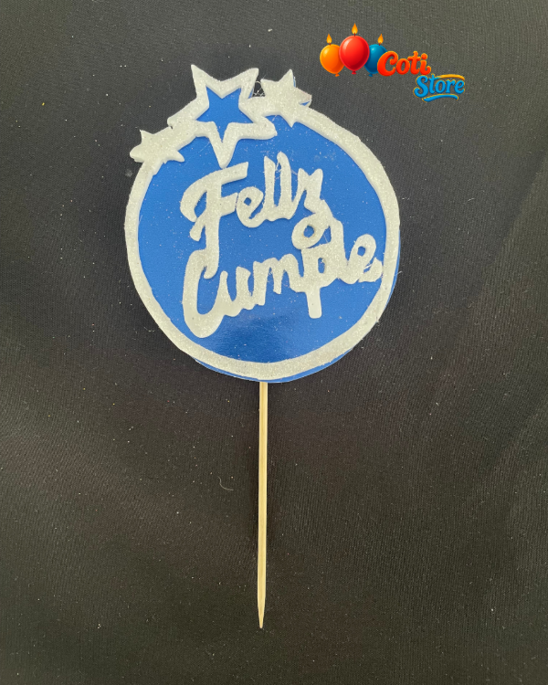 Producto - Topper de Telgopor Redondo Varon con glitter