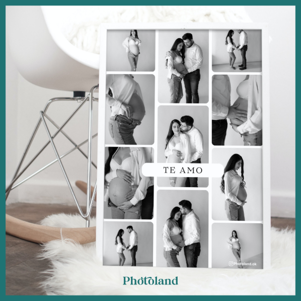 Producto - Lámina Collage para 11 fotos con texto + Portarretrato