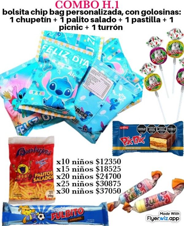 Producto - Combo H.1 bolsa personalizada con golosinas