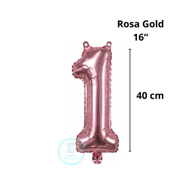 Producto - Globo N. 1 Metalizado 16" (40 cm) ROSADO x1
