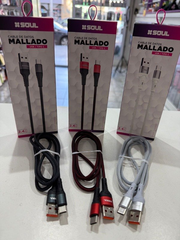 Producto - Cable de Datos y Carga Mallado Tipo C 2.4A