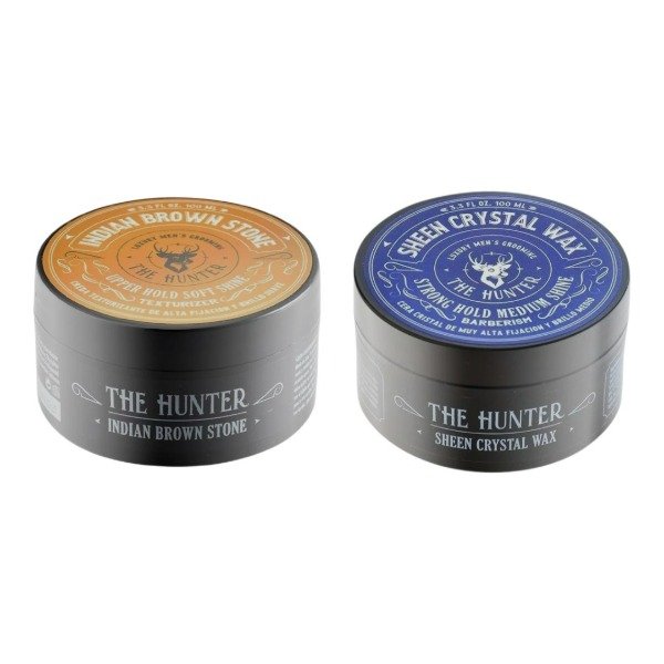 Producto - COMBO THE HUNTER POMADA INDIAN BROWN STONE + POMADA SHEEN CRYSTAL WAX