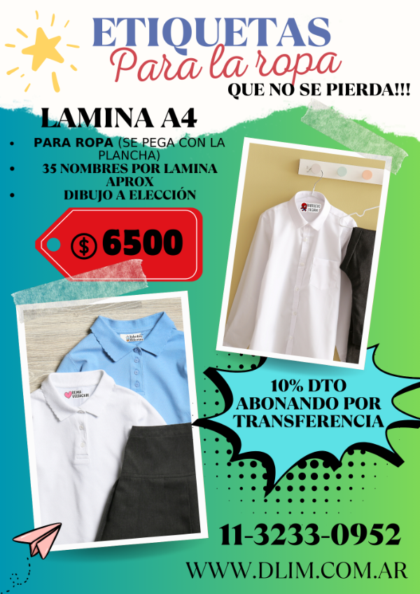 Producto - ETIQUETAS (para pegar con la plancha)