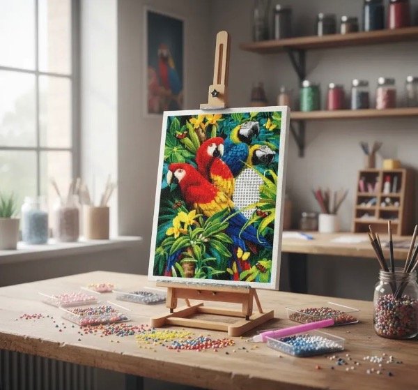 Producto - PINTURA POR DIAMANTE 30x40 Guacamayos