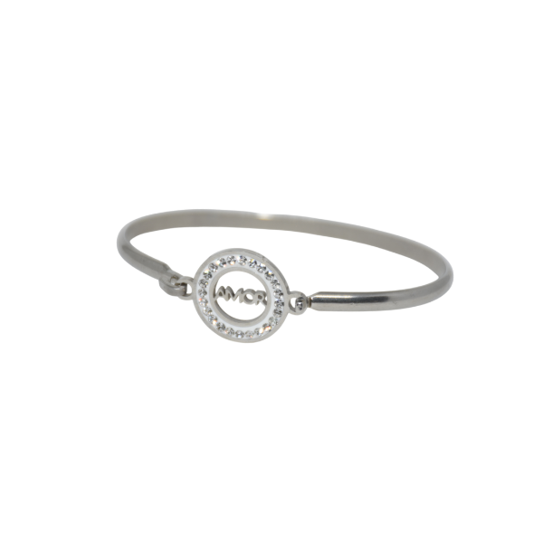 Producto - PROMO Pulsera Semi Esclava AMOR Con Strass De Acero (PACK X3 UNIDADES)