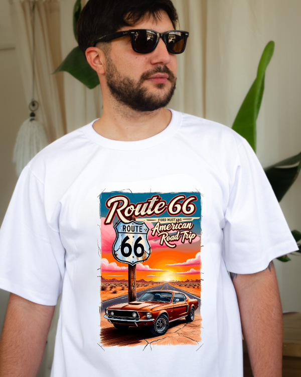 Producto - Remera de hombre blanca (Route 66)