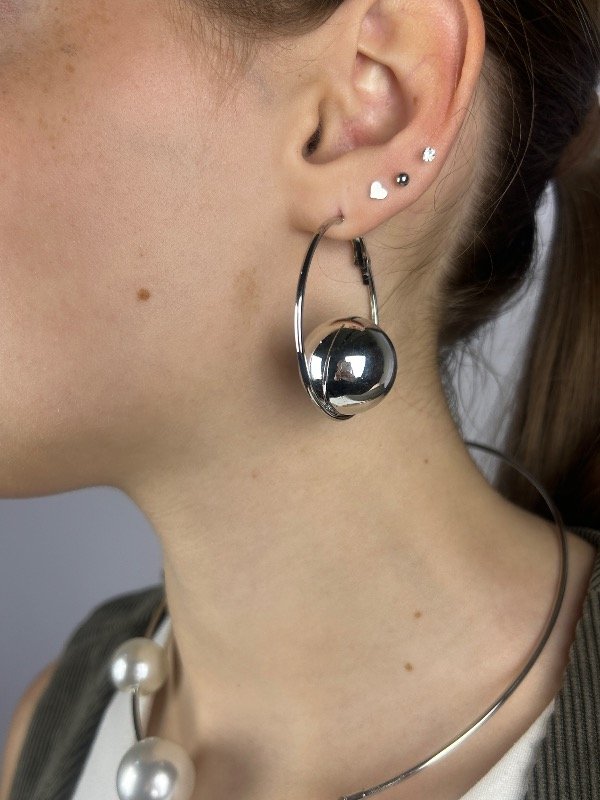 Producto - AROS PLATEADOS PASANTES CON BOLA 1118