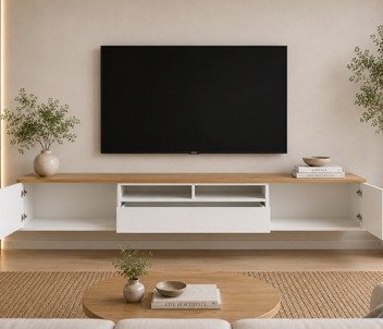 Producto - Mesa Tv Rack Flotante Nordico "FLY LALE" 200x34x30 Paraiso Laqueado! - 1