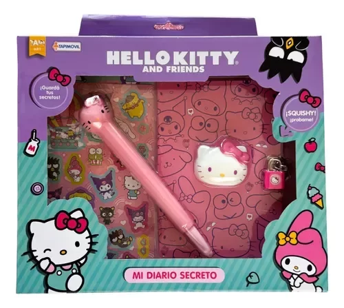 Producto - Diario Secreto Hello Kitty Tapi Set Arte C/ Candado Squishy