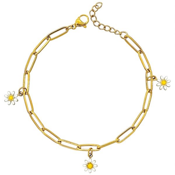 Producto - Pulsera de acero dorado - Chain - Margaritas