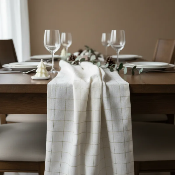 Producto - Camino tusor impermeble cuadros lurex - Fiestas