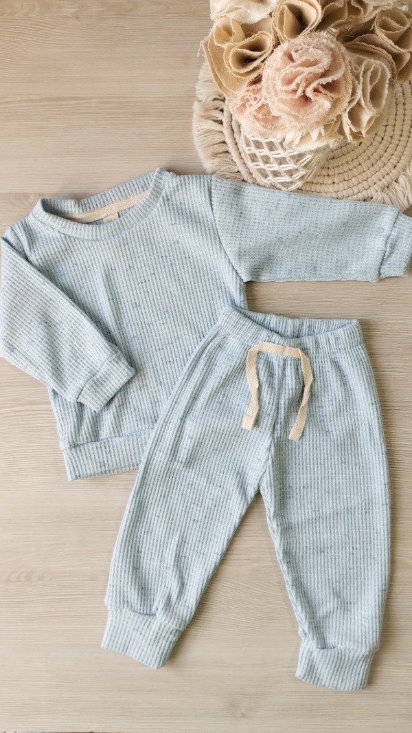 Producto - Conjunto de waffle jaspeado CELESTE