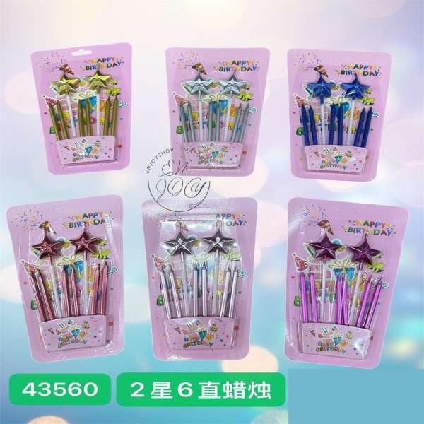 Producto - VELAS X6 con 2 ESTRELLA SURTIDOS COLOR 43560