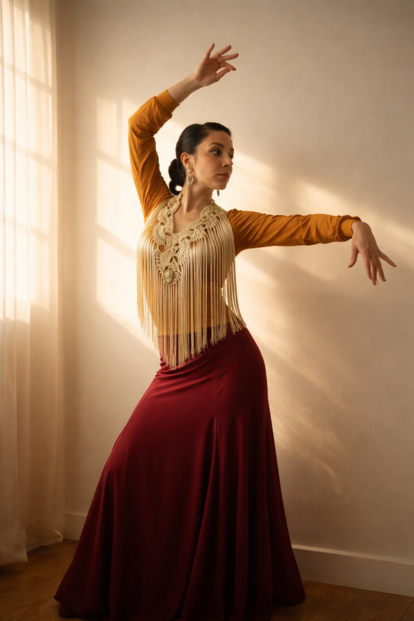 Producto - Tira De Flecos De Seda Para Escote Abanicos Natural