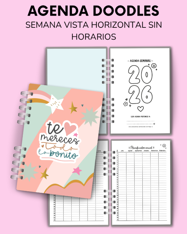 Producto - AGENDA DOODLES - semana a la vista sin horarios