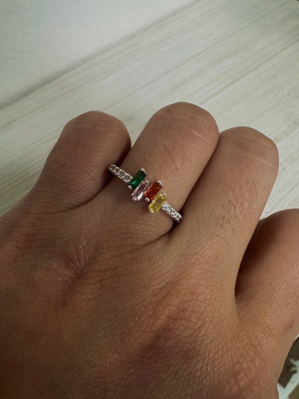 Producto - Anillo multicolor Cubic Acero Blanco