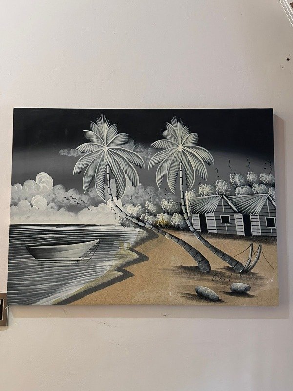 Producto - CUADRO PAISAJE CON PALMERAS - Grises