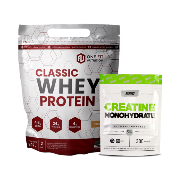 Producto - COMBO - WHEY PROTEIN 2 LB. ONE FIT + CREATINA 300 GRS. STAR