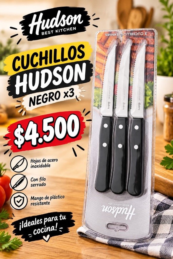 Producto - Cuchillos hudson negros x 3 - 0