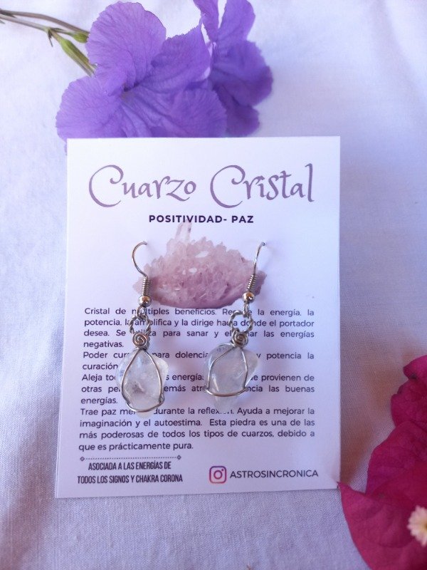 Producto - Aros Gotas de Luz - Cuarzo Cristal