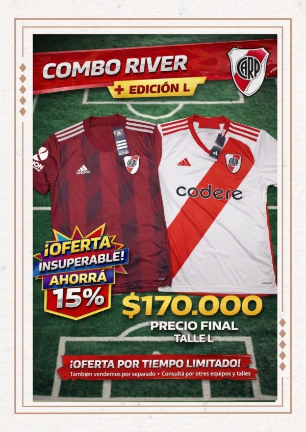 Producto - Combo River Plate Titular 2024 + Suplente Torino Original Adidas Talle L