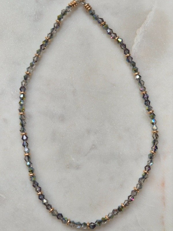 Producto - Collar cristales grises dorado