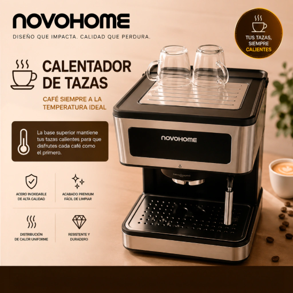 Producto - Cafetera Expresso -Tactil -1.5L -20 Bar -C/Vaporizador -Novohome (NH-CM 100) - 4