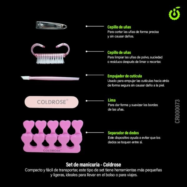 Producto - KIT DE ACCESORIOS UÑAS COLDROSE DE CHERIMOYA