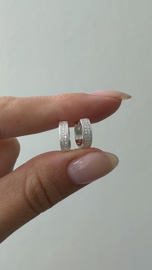 Producto - Argollas doble h cubic 12mm P925 - 1