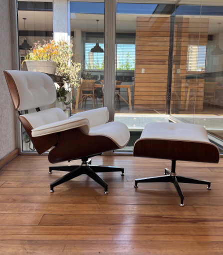 Producto - HOGAR Sillón Poltrona MILLER Base Giratoria, Tapizado Blanco Lustrado Oscuro!!