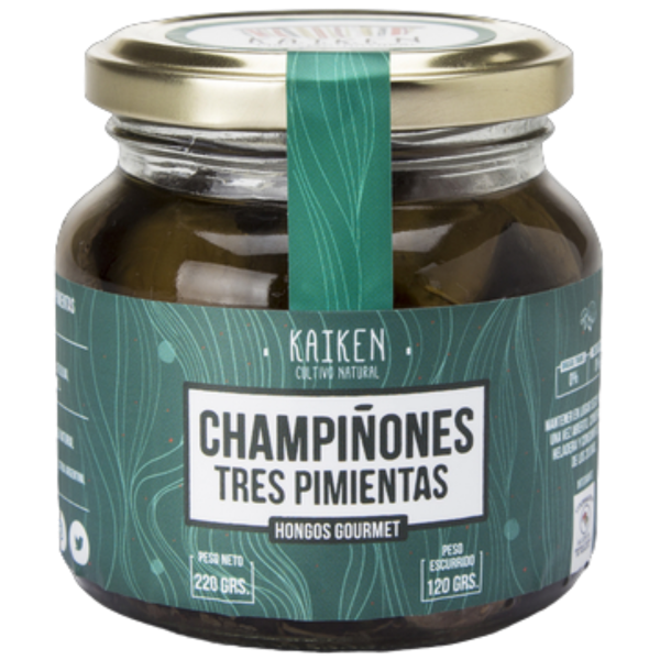 Producto - Champiñones en conserva a las tres pimientas - 220g [Kaiken]