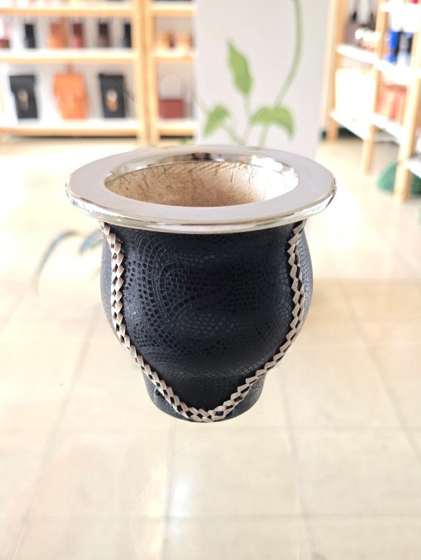 Producto - Mate camionero alpaca cuero trenzado