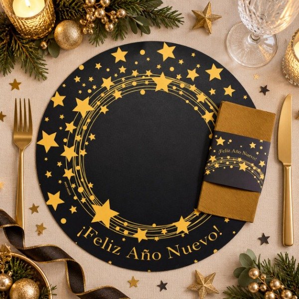 Producto - Set Platos De Sitio Papel + Porta Servilletas X 24 Unid. Navidad - 11